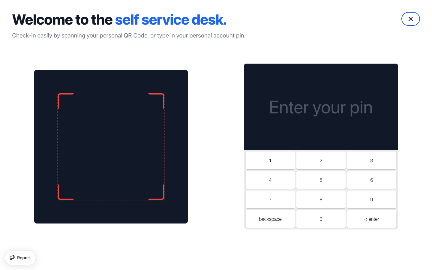 Self-service frontdesk kiosk mode for gym member check-in