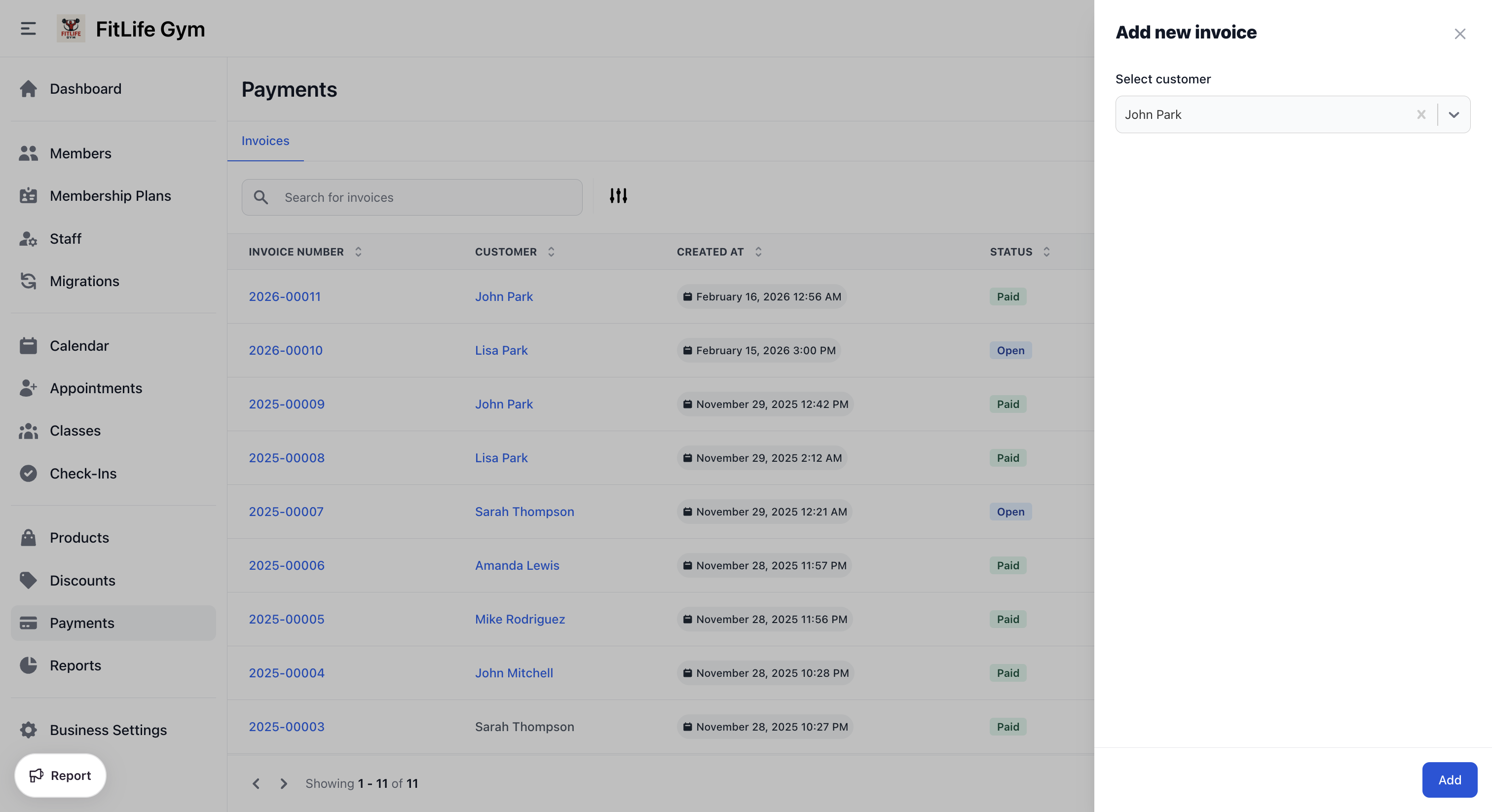 Create a new invoice with customer, line items, and discount