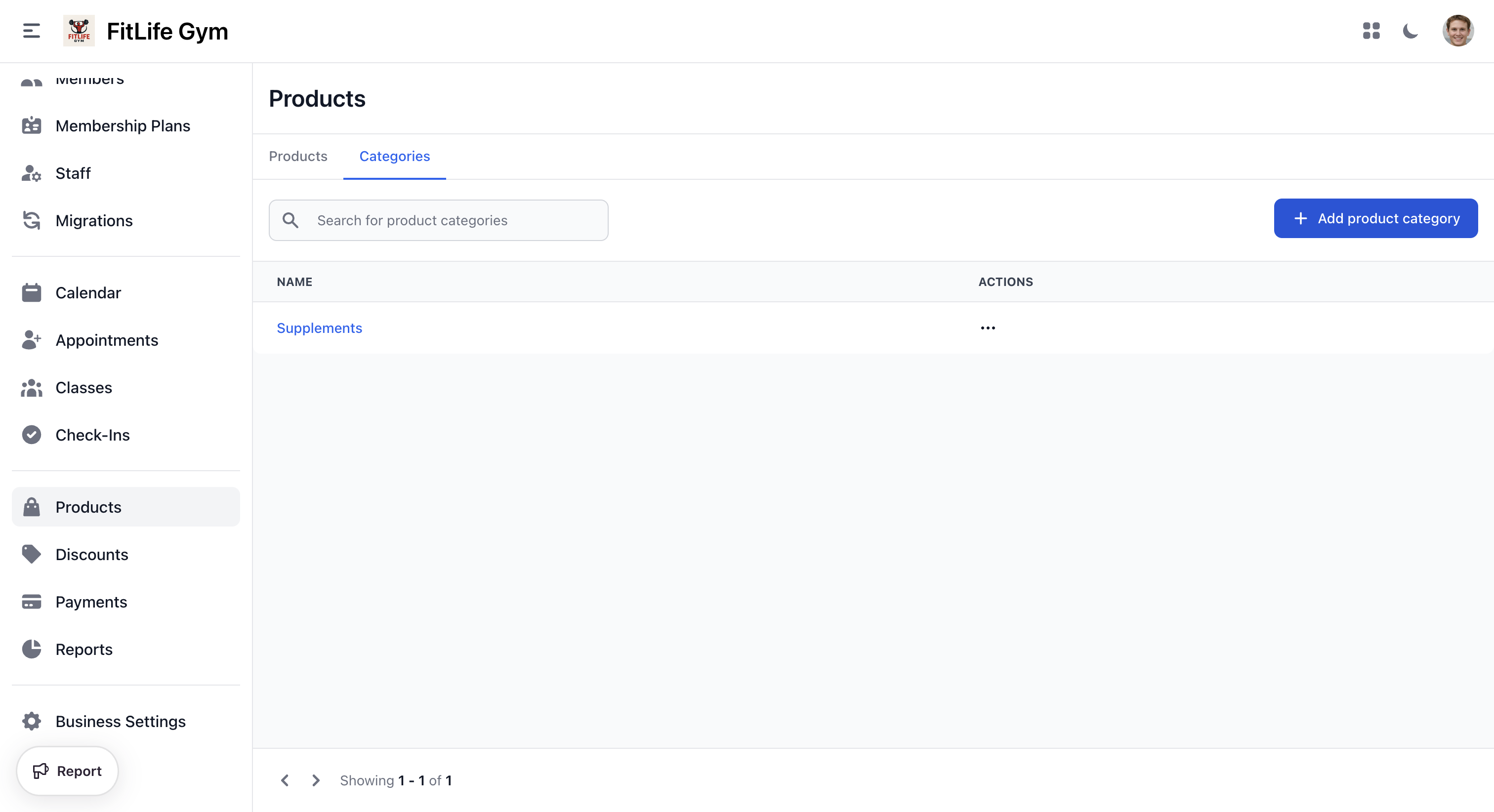 Product categories list