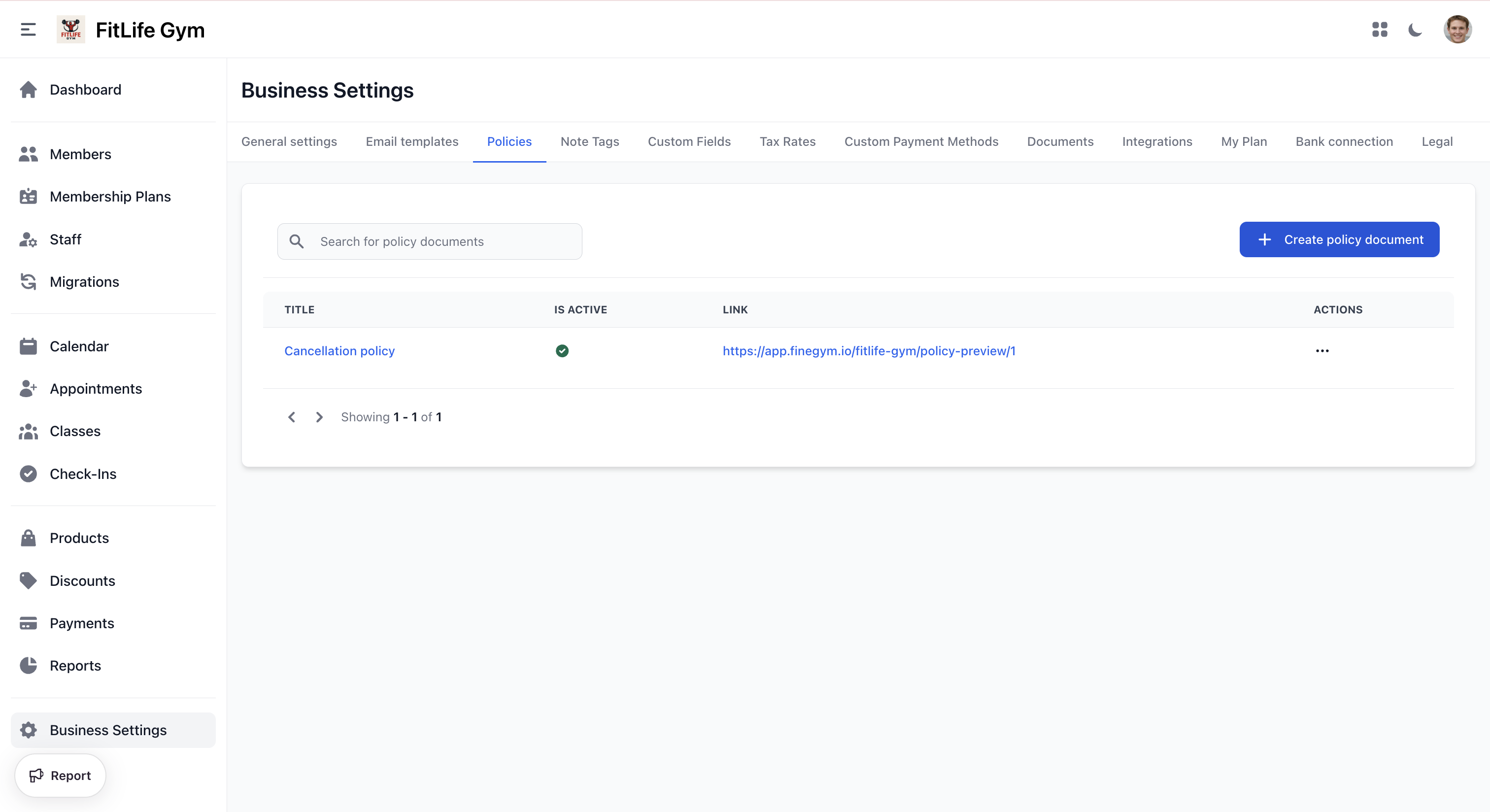 Policy documents list